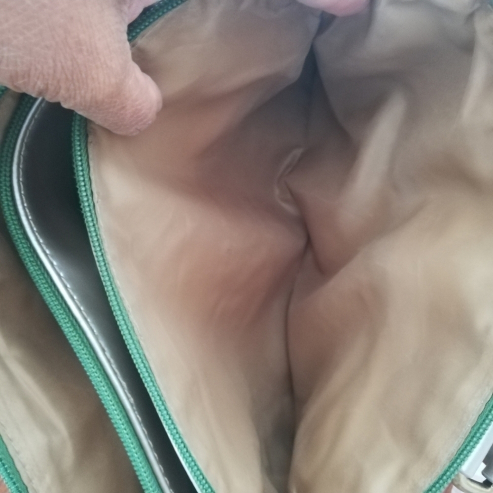 Aurielle Green Silver Gray Genuine Leather Crossbody Bag - Picture 12 of 16